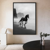 Black Horse Beach Photography Modern Wall Art Poster – Misty Coastal Shoreline