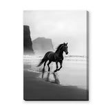 Black Horse Beach Photography Modern Wall Art Poster – Misty Coastal Shoreline