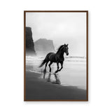 Black Horse Beach Photography Modern Wall Art Poster – Misty Coastal Shoreline