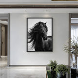 Black Horse Photography Modern Wall Art Poster – Flowing Mane Portrait
