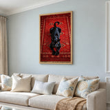 Black Panther Eclectic Wall Art Print – Ornate Red Rug Animal Print