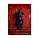 Black Panther Eclectic Wall Art Print – Ornate Red Rug Animal Print