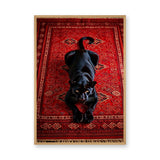 Black Panther Eclectic Wall Art Print – Ornate Red Rug Animal Print