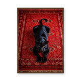 Black Panther Eclectic Wall Art Print – Ornate Red Rug Animal Print