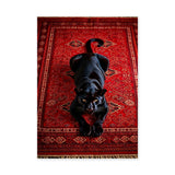 Black Panther Eclectic Wall Art Print – Ornate Red Rug Animal Print