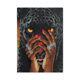 Black Panther Pop Art Wall Art Print – Jeweled Hands and Red Nails Portrait