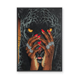 Black Panther Pop Art Wall Art Print – Jeweled Hands and Red Nails Portrait