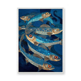 Blue Fish Coastal Wall Decor – Stylized Ocean Fish in Swirling Water