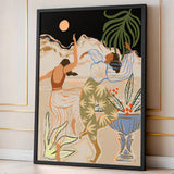 Boho Dancers Modern Abstract Wall Decor – Botanical Mountain Dance Print
