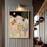 Boho Dancers Modern Abstract Wall Decor – Botanical Mountain Dance Print
