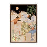 Boho Dancers Modern Abstract Wall Decor – Botanical Mountain Dance Print