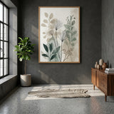 Botanical Line Art Wall Art Poster – Soft Sage and Beige Foliage