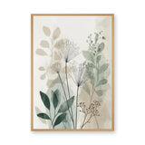 Botanical Line Art Wall Art Poster – Soft Sage and Beige Foliage