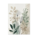 Botanical Line Art Wall Art Poster – Soft Sage and Beige Foliage