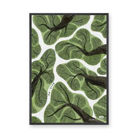 Botanical Modern Wall Art Poster – Green Tree Canopy Watercolor Print