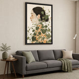 Botanical Portrait Modern Boho Wall Decor – Woman with Green Vines
