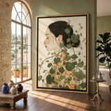 Botanical Portrait Modern Boho Wall Decor – Woman with Green Vines