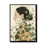 Botanical Portrait Modern Boho Wall Decor – Woman with Green Vines