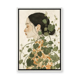Botanical Portrait Modern Boho Wall Decor – Woman with Green Vines