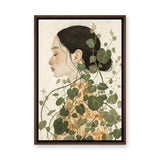 Botanical Portrait Modern Boho Wall Decor – Woman with Green Vines
