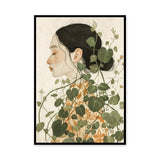 Botanical Portrait Modern Boho Wall Decor – Woman with Green Vines