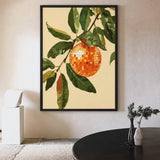 Botanical Retro Wall Decor – Orange Disco Ball Fruit Among Leaves