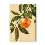 Botanical Retro Wall Decor – Orange Disco Ball Fruit Among Leaves