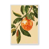 Botanical Retro Wall Decor – Orange Disco Ball Fruit Among Leaves