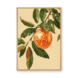 Botanical Retro Wall Decor – Orange Disco Ball Fruit Among Leaves