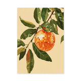 Botanical Retro Wall Decor – Orange Disco Ball Fruit Among Leaves