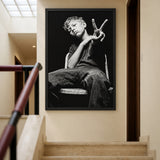 Boy Portrait Photography Modern Minimalist Wall Decor – Black and White Peace Sign Photo
