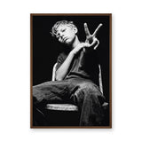 Boy Portrait Photography Modern Minimalist Wall Decor – Black and White Peace Sign Photo