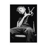Boy Portrait Photography Modern Minimalist Wall Decor – Black and White Peace Sign Photo