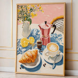 Breakfast Coffee Croissant Modern Wall Decor – Sunny Cafe Still Life