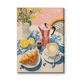 Breakfast Coffee Croissant Modern Wall Decor – Sunny Cafe Still Life