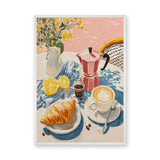 Breakfast Coffee Croissant Modern Wall Decor – Sunny Cafe Still Life