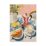 Breakfast Coffee Croissant Modern Wall Decor – Sunny Cafe Still Life