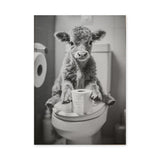 Calf Photography Vintage Wall Art Poster – Humorous Bathroom Cow Print