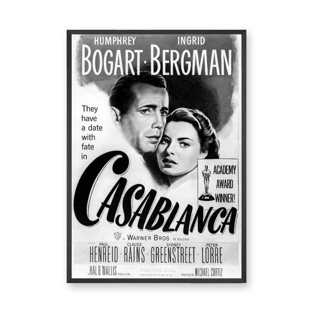 Casablanca Movie Vintage Wall Art Poster – Black and White Film Print