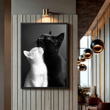 Cat Photography Modern Wall Art Poster – Black and White Cats Nuzzling