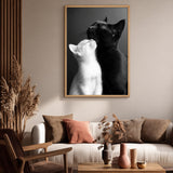 Cat Photography Modern Wall Art Poster – Black and White Cats Nuzzling