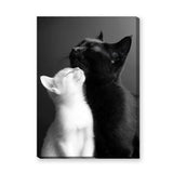 Cat Photography Modern Wall Art Poster – Black and White Cats Nuzzling