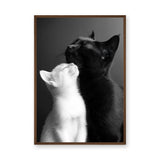 Cat Photography Modern Wall Art Poster – Black and White Cats Nuzzling