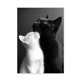 Cat Photography Modern Wall Art Poster – Black and White Cats Nuzzling