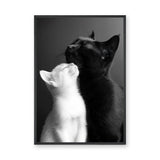 Cat Photography Modern Wall Art Poster – Black and White Cats Nuzzling
