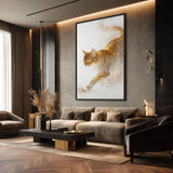 Cat Surreal Wall Art Print – Glittering Gold and White Mist Print