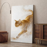 Cat Surreal Wall Art Print – Glittering Gold and White Mist Print