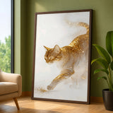 Cat Surreal Wall Art Print – Glittering Gold and White Mist Print