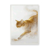 Cat Surreal Wall Art Print – Glittering Gold and White Mist Print
