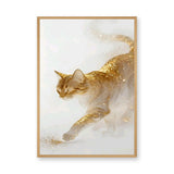 Cat Surreal Wall Art Print – Glittering Gold and White Mist Print